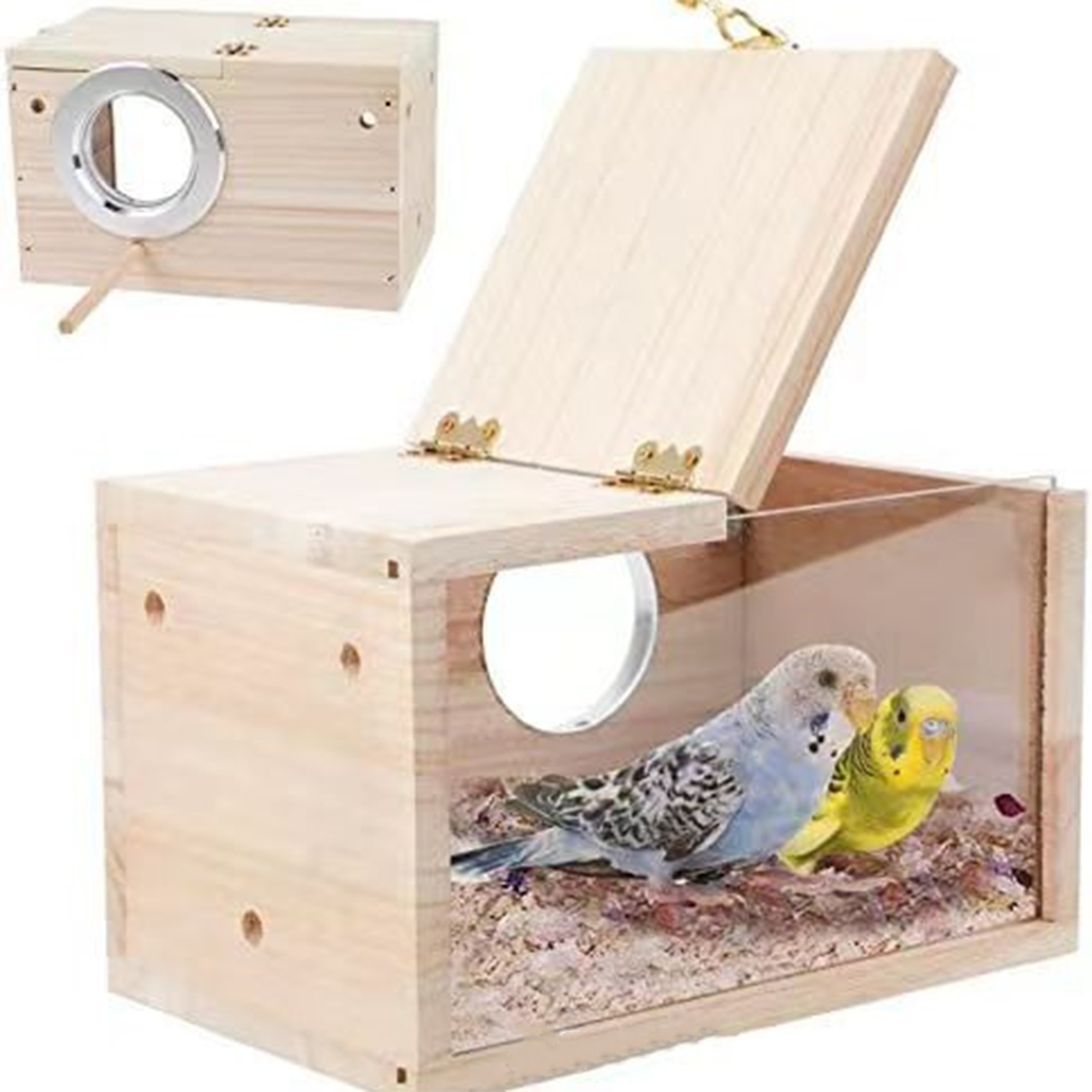 Tech House Accessories - Transparent Wooden Bird House Parrot Cockatiel