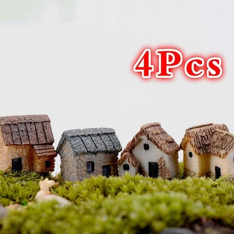 Tech House Accessories - 4Pcs House Miniature Figurine Fairy Garden