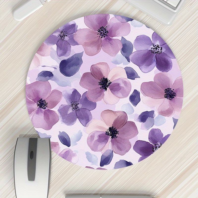 1pc Purple Floral Round Mouse  - Tech Table Accessories 리뷰 및 가격