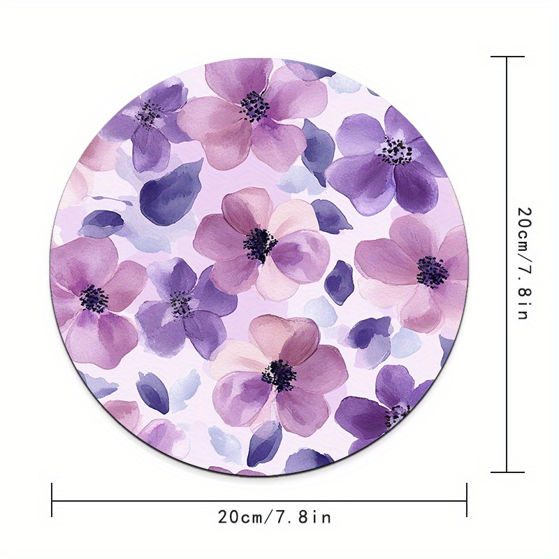 1pc Purple Floral Round Mouse  - Tech Table Accessories 리뷰 및 가격