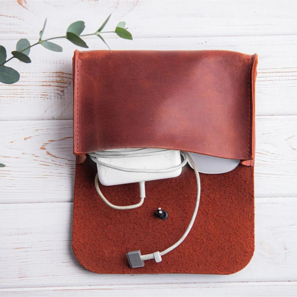 Genuine Leather MacBook Mouse  - Tech Accessories Travel Organizer Pouch 리뷰 및 가격