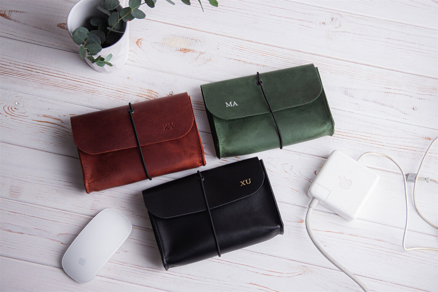 Genuine Leather MacBook Mouse  - Tech Accessories Travel Organizer Pouch 리뷰 및 가격
