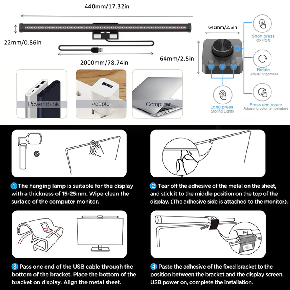 LED Eye-Care Desk Lamp Led Mon - Monitor Light Bar 리뷰 및 가격